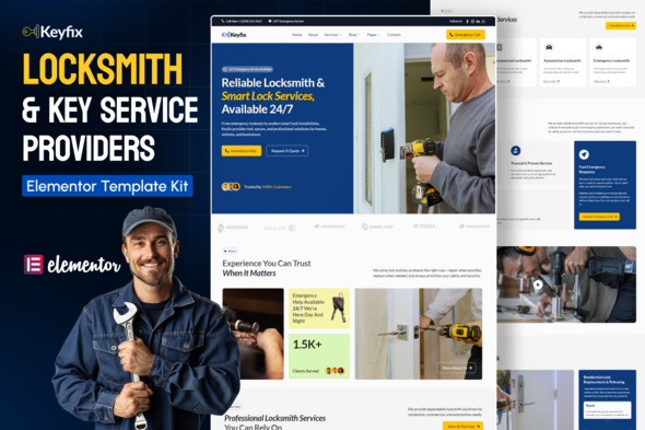 Keyfix – Locksmith & Emergency Lock Services Elementor Template Kit