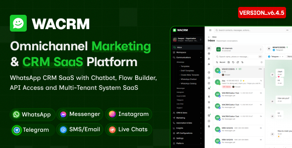 WACRM — WhatsApp CRM SaaS with Chatbot, Flow Builder, API Access & Multi-Tenant System