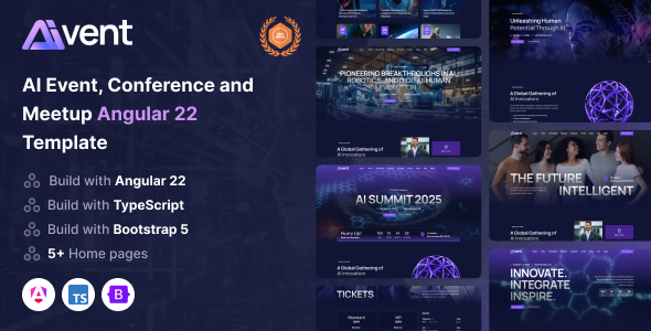 Aivent - AI Event, Conference and Meetup Angular 22 Template