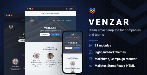 Venzar | Clean Corporate Email Template