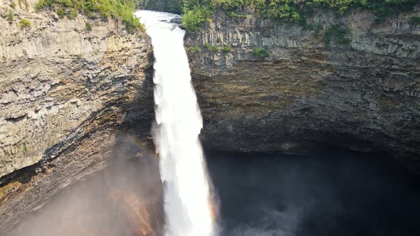 The powerful Helmcken Falls falling over a cliffs edge in Wells Gray Provincial Park in British Colu