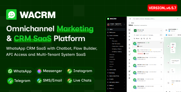 WACRM — WhatsApp CRM SaaS with Chatbot, Flow Builder, API Access & Multi-Tenant System