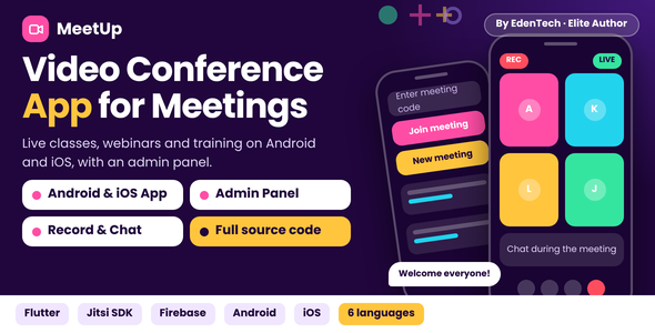 MeetUp - Android, iOS and Web Video Conference App for Meeting, Webinar, Classes