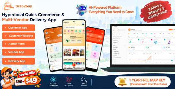 Grab2Buy - AI-Powered Hyperlocal Quick Commerce & Multi-Vendor Delivery App