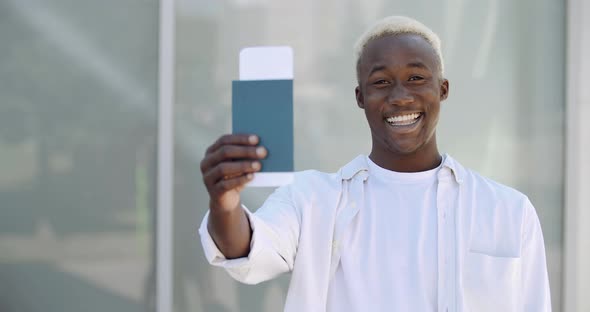 Portrait of Young Male African Student American Tourist Teenager Attractive Macho Man in White