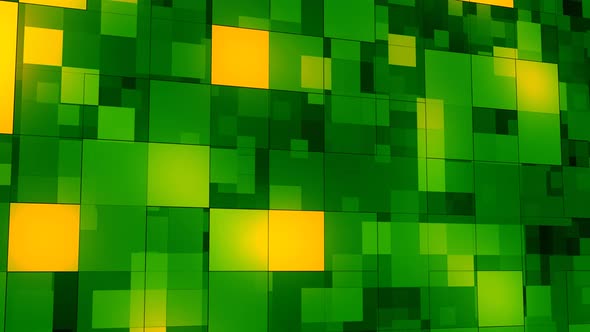 Abstract Green Yellow Tech Geometric Squares