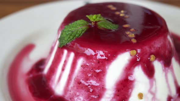 Sweet panna cotta dessert