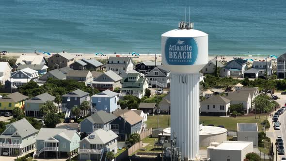 Aerial Video Atlantic Beach North Carolina Water Tower 4k 7x Zoom