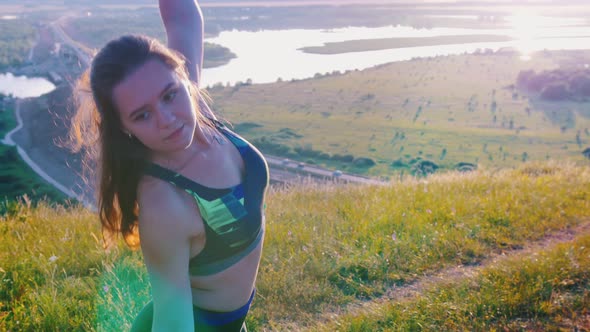 Fitness on Nature - Three Young Women Doing Exercises on Fresh Air