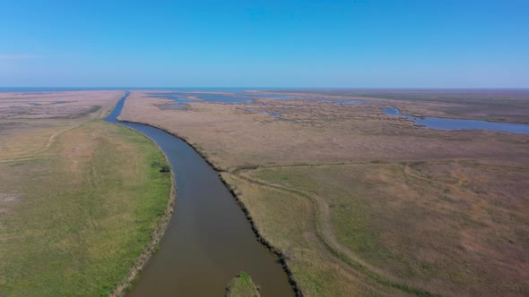 Delta of Volga River Agrokhansky Bay