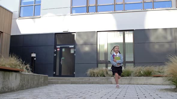 An Elementary School Student Rushes Home After School