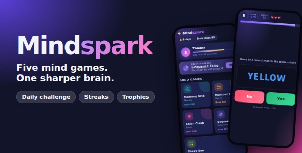 Mindspark | HTML5 Brain Training Game with 5 Mind Puzzles and Mobile Support