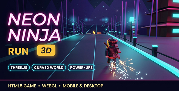 Neon Ninja Run 3D | HTML5 Game