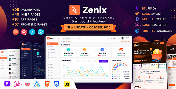 Zenix - Crypto Bootstrap Admin Dashboard + FrontEnd