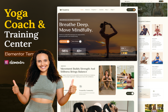 Asanra - Yoga, Meditation & Wellness Elementor Template Kit