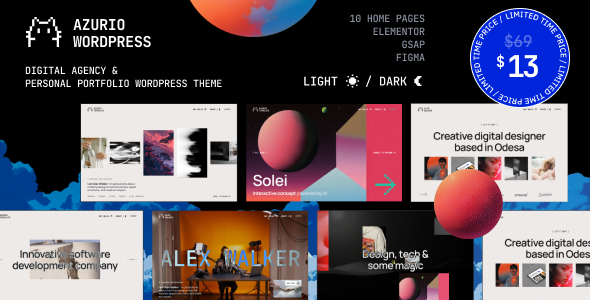 Azurio | Creative Agency & Personal Portfolio WordPress theme