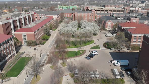 Aerial View of College Campus with Pavillion