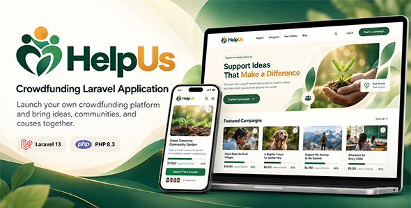 HelpUs - Complete Crowdfunding, Fundraising & Donation Platform with Rewards