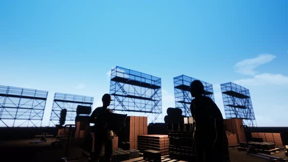 Construction Worker Looking At Blueprints 2