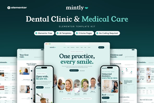 Mintly - Dental Clinic & Medical Care Elementor Template Kit