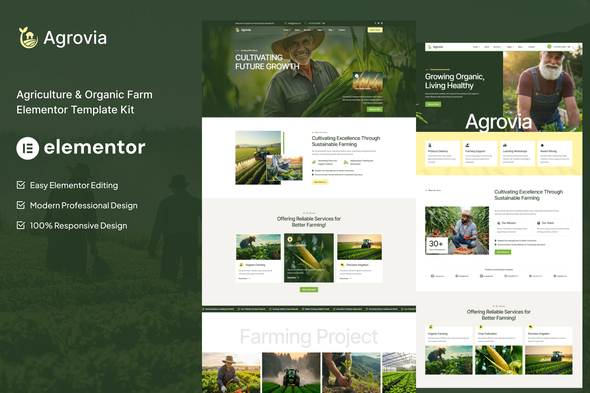 Agrovia - Agriculture & Organic Farm Elementor Template kit