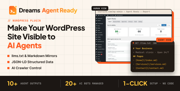 Dreams Agent Ready - AI Agent Readiness & LLM Optimization WordPress Plugin