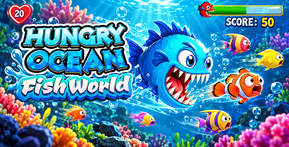 Hungry Ocean Fish World | Construct 3 Underwater Survival Arcade Game