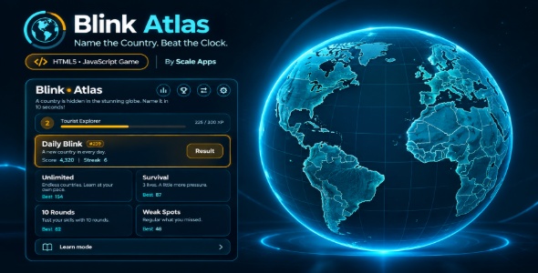 Blink Atlas | Country Guessing Geography HTML5 Game