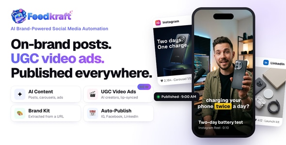 Feedkraft | AI Brand-Powered Social Media Automation SAAS | Next.js and Node.js Script