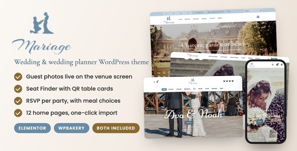 Mariage - Wedding & Wedding Planner WordPress Theme with RSVP and Seat Finder