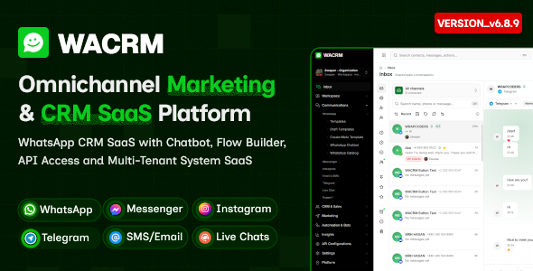 WACRM — WhatsApp CRM SaaS with Chatbot, Flow Builder, API Access & Multi-Tenant System