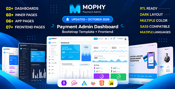 Mophy - Payment Admin Dashboard Bootstrap Template + FrontEnd