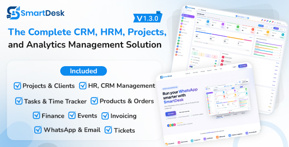 SmartDesk – The Complete CRM, HRM, Projects, and Analytics Management Solution