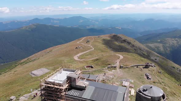 Aerial View Top of Pip Ivan Chernogorsky Mountain and Carpathian Mountain Range