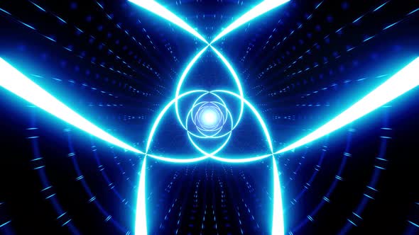 Glowing Blue Triquetra Symbol Light Tunnel