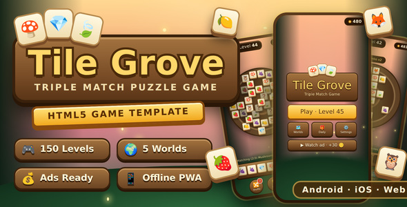 Tile Grove | HTML5 Triple Match Puzzle Game