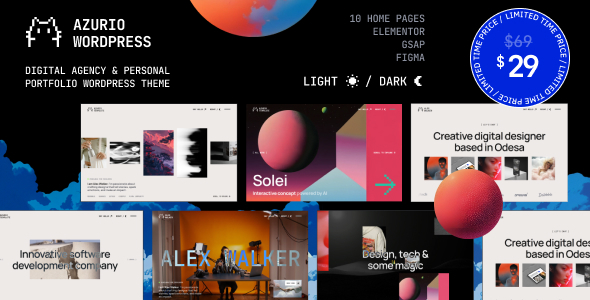Azurio | Creative Agency & Personal Portfolio WordPress theme
