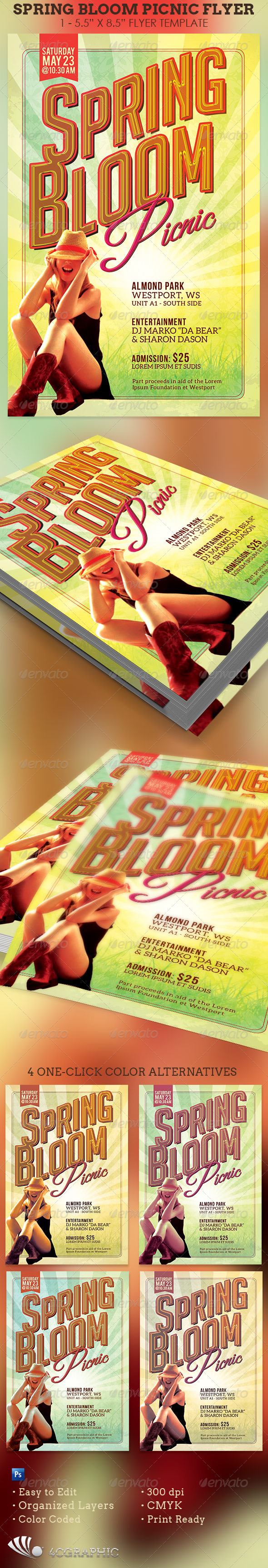 Spring Bloom Picnic Flyer Template