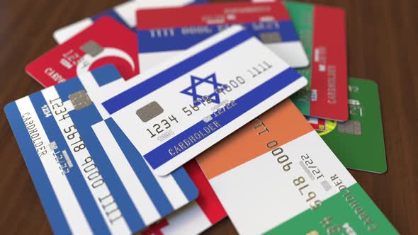 Emphasized Bank Card with Flag of Israel