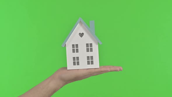 Showing Small House Model Green Chroma Key