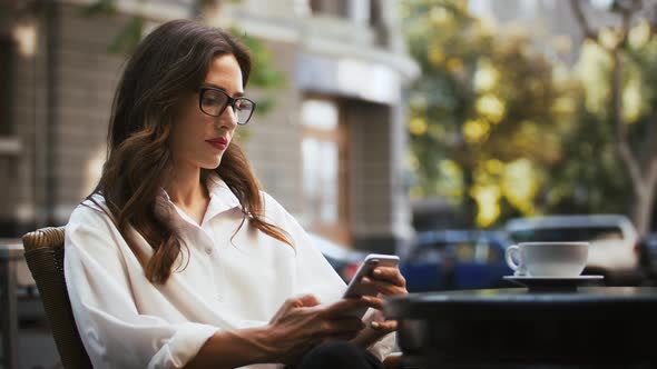 Business Lady in Glasses White Shirt