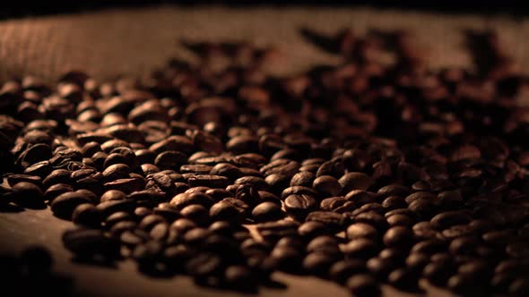 Coffee Beans with Star Anise on Barrel, Cam Moves To the Right, Shadow