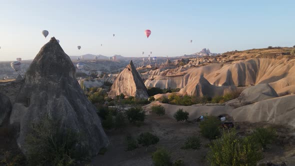 Cappadocia, Turkey : Balloons in the Sky. Aerial View