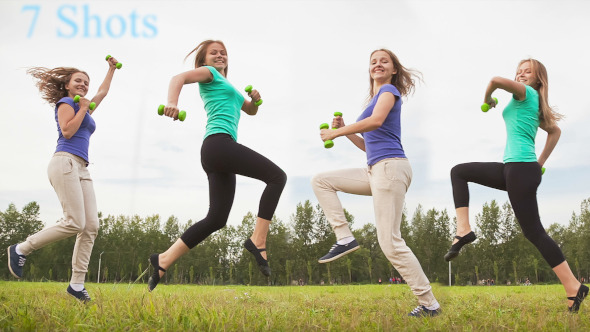Woman With Dumbbells in a Meadow alt