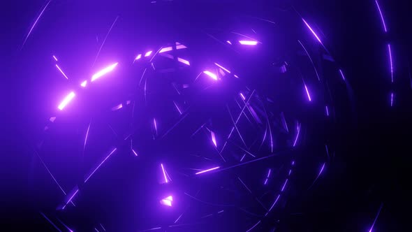 Intersection of Wire with Purple Neon Glow on Faces Smoothly Move in Cycle
