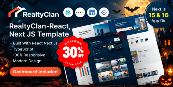Realtyclan – Real Estate React Next JS Template & Dashboard.
