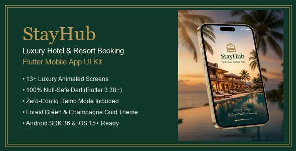 StayHub | Luxury Hotel and Resort Booking Flutter App UI Kit