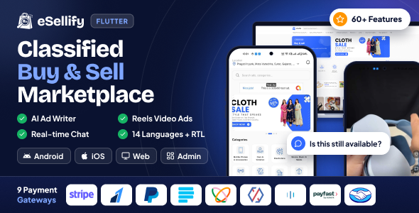 eSellify Buy & Sell Marketplace Flutter App with Admin Panel | Classified Ads App like OLX, Quikr