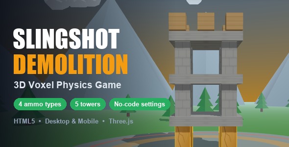Slingshot Demolition | 3D Voxel Physics Game