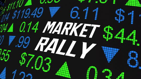 Market Rally Stock Share Prices Increase Higher Wave Trend 3d Animation